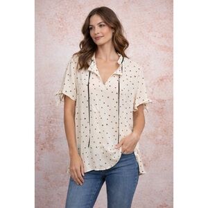 SHEIN heart print romantic top size 4X coquette kawaii ruffled v-neck shirt red